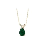 14K Yellow/White Gold 3/4 ct. Teardrop Shaped Emerald Pendant with Chain
