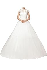 Natural   Waistline Cap Sleeves Tulle  Lace-Up  Ball Gown Wedding Dress 