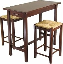 Modern Breakfast Nook 3 Piece Set with 24" Rush Stools
