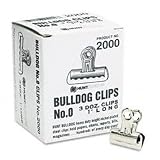 Bright Nickel-Plated Steel Bulldog Clips, 1 Wide, 1/4 Capacity, 36/Box EPI2000