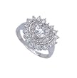 Sterling Silver Rhodium Ring with Clear CZ - Heart - Size: 6-8 Sterling Silver Rhodium Ring with Clear CZ - Heart - Size: 6-8