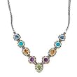 925 Silver & Semi-Precious Stone Necklace with 18k Gold Accents- 18 IN (13.70ctw)