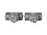 Classic Gray Silver Silk Knot Log Cufflinks with Presentation Box