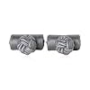 Classic Gray Silver Silk Knot Log Cufflinks With Velour Pouch