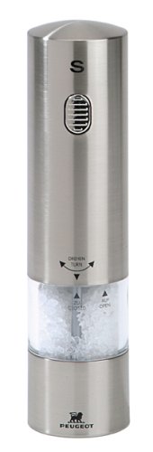 Peugeot Rennes Electric Promotional Salt Mill, Stainless Steel and Acrylic under The Kitchen Store