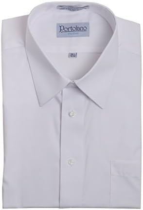 PORTOLANO Boys Long Sleeve Pin Point Dress Shirt 20 White