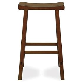 Saddle Seat Bar Stool - 24 H - Rustic Oak (Rustic Oak) (24H x 17.5W x 9D) 