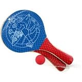 Beach Ball Set 2 Schläger Holz 32 cm Länge 19 cm Durchmesser + Ball im Netz