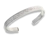 Christian Fish Embossed Silver-Plated Solid Copper Adjustable 8 Cuff Bracelet