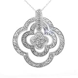 1 1/2 Carat Diamond 14k White Gold Clover Necklace/ Pendant