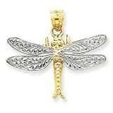 14k Two-tone Dragonfly Pendant