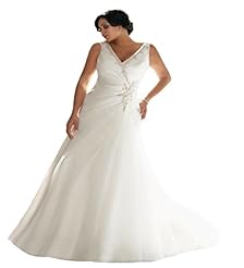 Plus Size V-neck Mermaid Organza Lace 2015  Dress