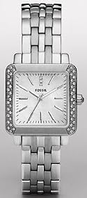 Fossil #ES2615 Women's Square Analog White Dial Bracelet Watch