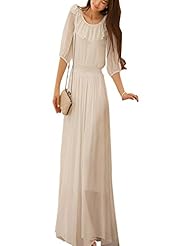 Full Length Chiffon Summer Elbow Length Sleeves  Dress