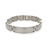 Eve's Addiction Mens Brushed Stainless Steel ID Bracelet