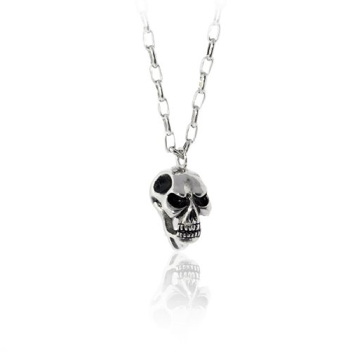 Mens Stainless Steel 20-Inch Skull Pendant Chain 