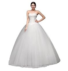 Sweetheart Tulle  Floor Length Lace-Up Applique   Ball Gown Wedding Party Dress  With Rhinestones