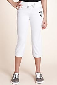 Pure Cotton Ribbed Drawstring Cropped Joggers