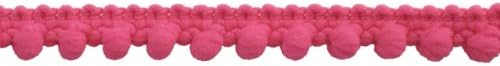 Pompom Fringe 3/8-Inch Polyester Fringe Rolls for Arts and Crafts, 25-Yard, Mini, Fuchsia