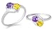 Round Cut Amethyst Citrine Ring Sterling Silver Size 7