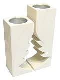 Christmas Tree 2 Candle Holder-eggshell white