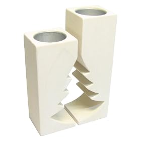 Christmas Tree 2 Candle Holder-eggshell white