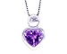 14K White Gold Heart Gemstone Pendant-Amethyst , title=