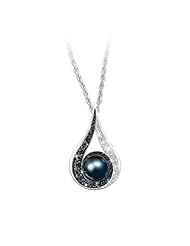 Diamond And Cultured Black Pearl Pendant Necklace: Luminous Reflections by The Bradford Exchange