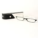 Fashion Plastic Frame 2-Tone Reading Glass with 2-Tone Leather Case - Black & White +1.25