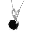 Sterling Silver 6mm Round Sapphire Pendant w/ Light Rope Chain, 18