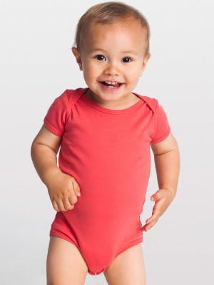 Customized American Apparel 4001ORG Organic Infant Baby Rib Short Sleeve One-Piece (Pomegranate / 18-24m)