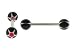 14g Stainless Steel Barbell - Black with White Star - 6mm Ball - 5/16" (Sold as a Pair)