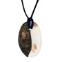 Murano Glass Green, Opal And Gold Foil Oval Necklace Pendant