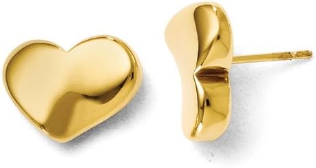 14K Yellow Gold Polished Heart Post 3mm x 11mm Post Earrings by Leslies