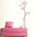Reusable Decoration Wall Sticker Decal - Long Stem Pink Flower Butterfly Petals