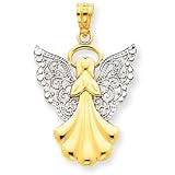 14k and Rhodium Filigree Angel Pendant - Measures 28x17.7mm