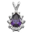 14K White Gold Amethyst and Diamond Pendant