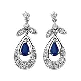 14K White Gold Sapphire and Diamond Earrings