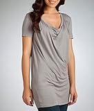 IMAGE OF Three Dots Lightweight Short Sleeve Draped T-Shirt, M, Black