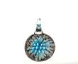 Aqua and Black Murano Pendant, 37mm x 48mm, Cord Type Varies