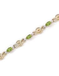 14K Yellow Gold Oval Peridot and Diamond Bracelet
