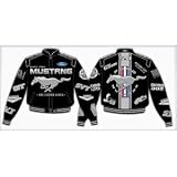 Ford Mustang Collage Adult Black Twill Jacket by RacingGifts