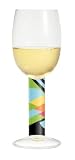 White Wine Glass, Navaja, Multi Color Stem w/ Napkin. Designer Embossed Stem White Wine Goblet