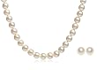 14k Yellow Gold Akoya Cultured Pearl 6.5-7mm 18" Necklace and Stud Earring Set