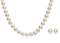 14k Yellow Gold Akoya Cultured Pearl 6.5-7mm Necklace and Stud Earring Set