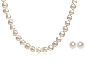 14k Yellow Gold Akoya Cultured Pearl 6.5-7mm Necklace and Stud Earring Set