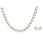 14k Yellow Gold Akoya Cultured Pearl 6.5-7mm Necklace and Stud Earring Set