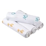 Aden by aden + anais 100% Cotton 4 Pack Muslin Swaddle Blanket, Safari Friends ~ aden + anais