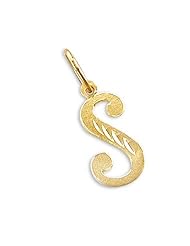 14k Yellow Gold Initial Letter "S" Pendant