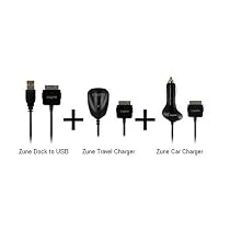 inspiretech Microsoft Zune 30GB, 80GB, 4GB, 8GB Travel Combo Set AC + Car + USB sync cable combo deal